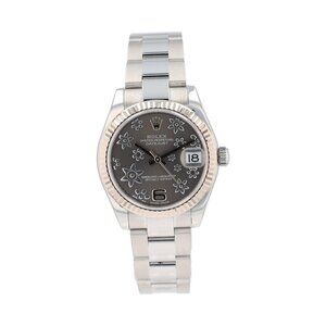 Rolex Datejust 178274 31mm Grey Floral Dial Fluted Bezel Oyster Band